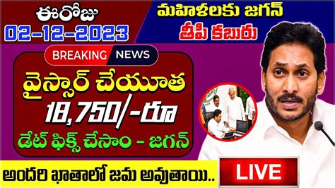 కొద్దీ గంటల్లో వైస్సార్ చేయూత Ysr Cheyutha 2023 Release Date Ys Jagan Ap Updates Youtube