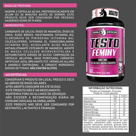 Testo Feminy Equilíbrio Hormonal e Vitalidade Feminina 60 Cápsulas