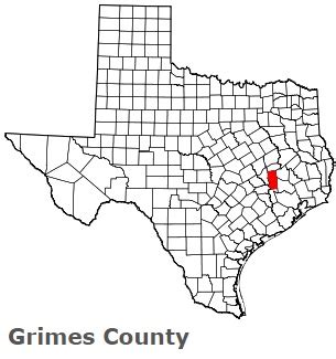 Grimes County on the map of Texas 2024. Cities, roads, borders and ...