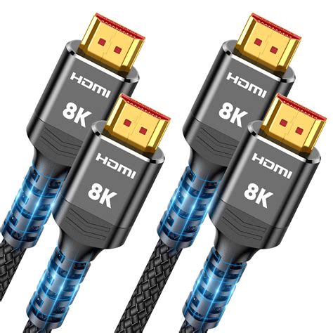 Highwings 8k Hdmi 21 Cable 2 Pack 15ft Slim Ultra High Speed Hdmi Braided Cord 48gbps4k120hz