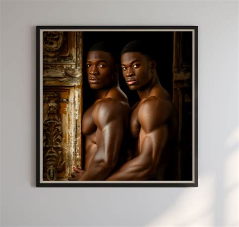 LGBTQ Art Black Art Wall Art Gay Art Gay Couple Lovers Digital Art AI Art Gay Poster