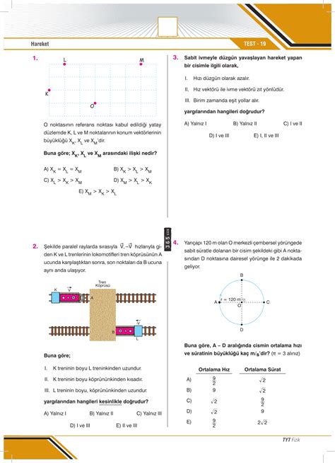 Tyt Fizik G N Yaprak Test Gezegen Yay Nc L K