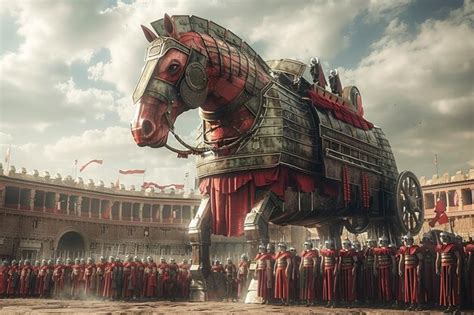 Premium AI Image | Unveiling deception the legend of the trojan horse a ...