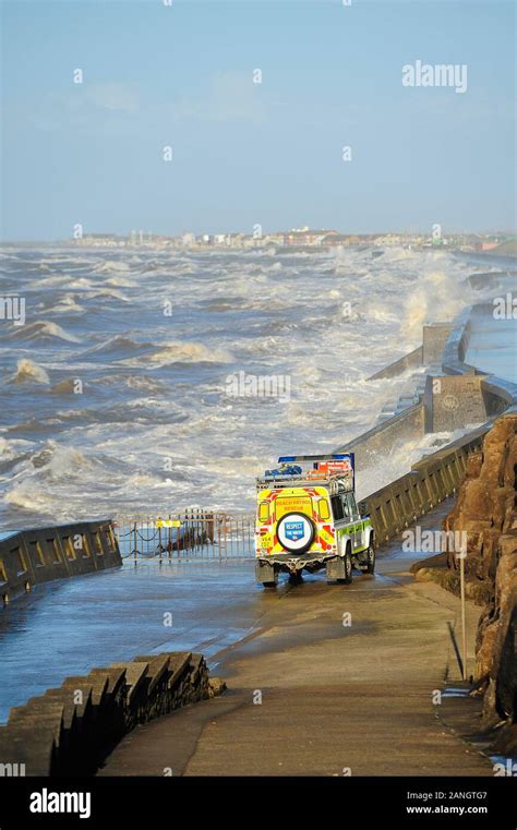 A Beach Patrol And Rescue Vehicle On The Lower Walk At Blackpool As