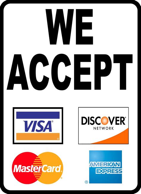 We Accept Credit Cards Sign