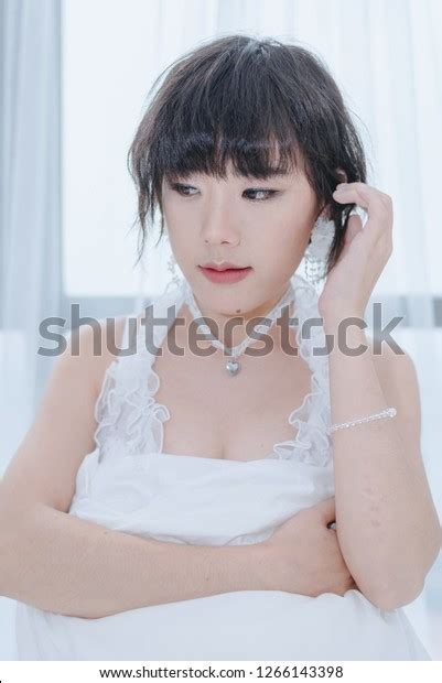 Sexy Woman White Lingerie On Bed Stock Photo 1266143398 Shutterstock