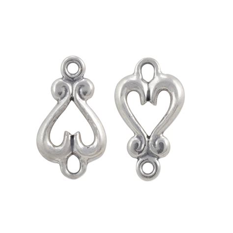 Heart Connector 16x9mm Sterling Silver Connectors For Jewelry