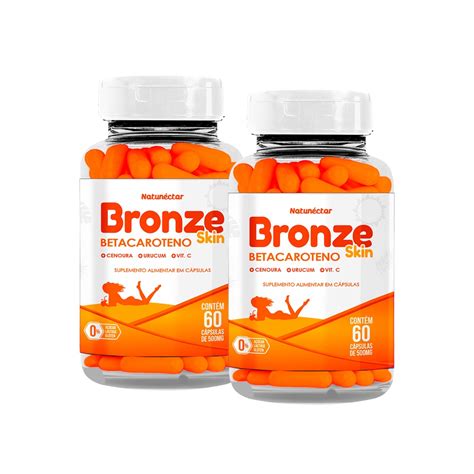 Kit Potes Bronze Skin Betacaroteno Vitamina C Suplemento Alimentar