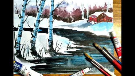 How To Paint Snow Scene In Watercolor Paint With David Painting