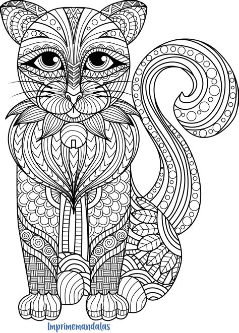 Mandala de Gato para Colorear | Páginas para colorear de animales ...