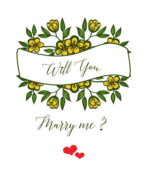 Vector Illustration Greeting Card Will You Marry Me For Artwork Yellow