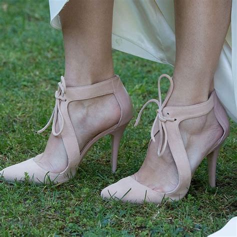 Sexy Nude Suede Cutout Strap High Heel Sandals On Luulla