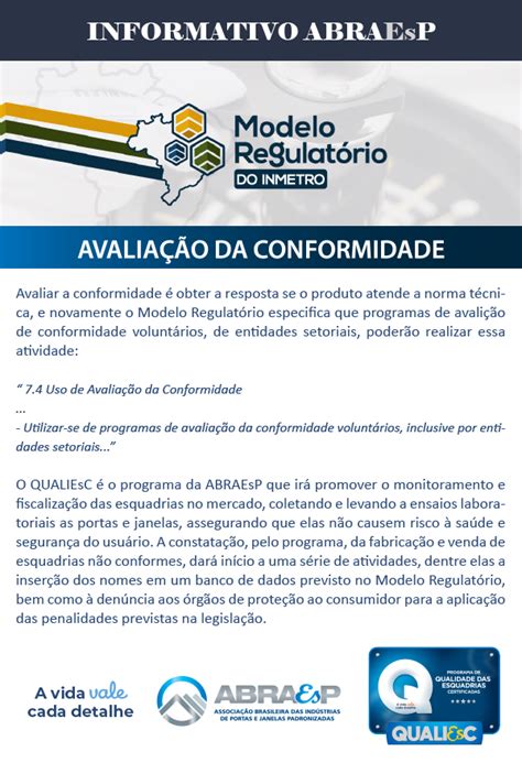 Modelo Regulatorio Do Inmetro Avalia O Da Conformidade Abraesp