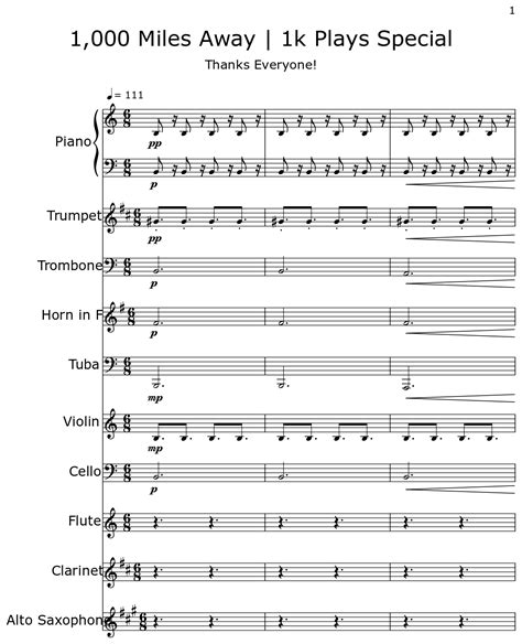 1,000 Miles Away | 1k Plays Special - Sheet music for Piano, Trumpet