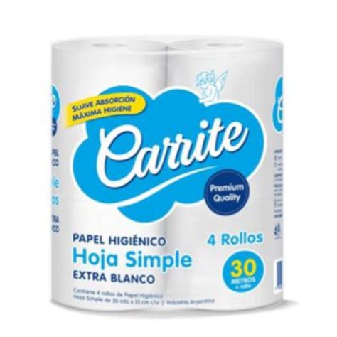 Papel Higiénico Carrite 30m X 4 Rollos Carrite Group S A