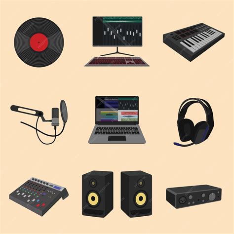 premium vector recording equipment sets  flat styles