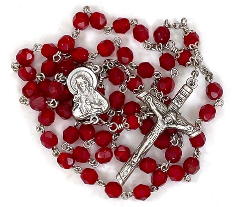 Red Opal Glass Rosary 31 99 OLOG Rosaries