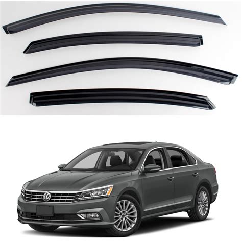 Black Window Sun Shade Vent Visor Rain Guard Deflector Set For