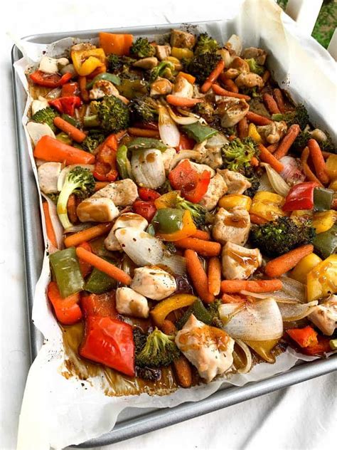 Sheet Pan Honey Garlic Chicken And Veggies Healthy Recipe