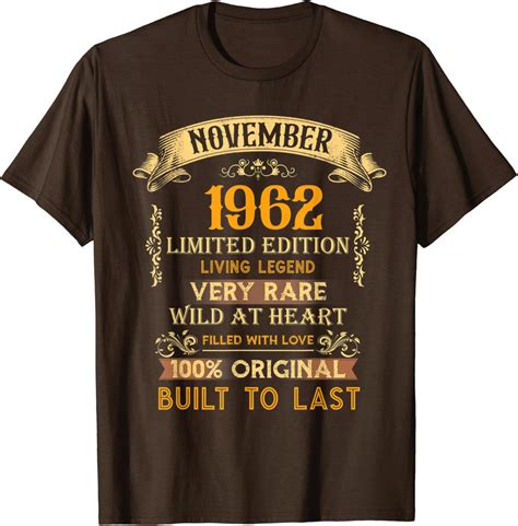 60 Years Old Vintage November 1962 60th Retro Birthday T Shirt