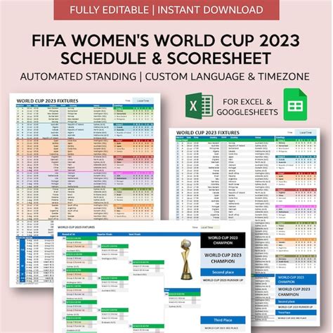 Womens 2023 World Cup Schedule Etsy