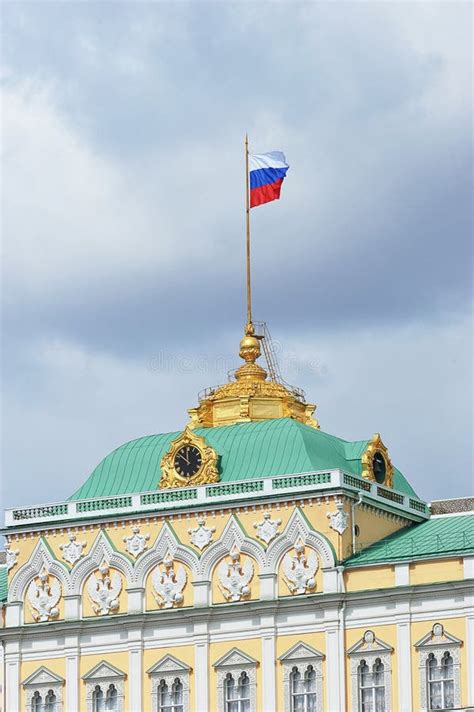 Russian Flag On The Grand Kremlin Palace In Moscow Editorial Stock