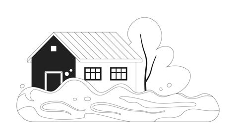 Flooded house monochrome flat vector object 28059478 Vector Art at Vecteezy