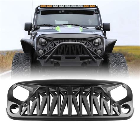 ICARS Front Grill Matte Black Shark Grille For 2007 2018 Jeep Wrangler