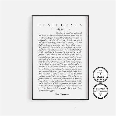 desiderata poem art print  max ehrmann inspirational poem