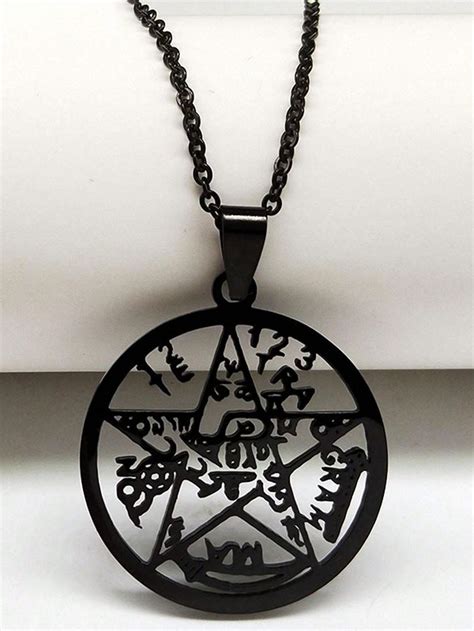 Collier En Acier Inoxydable Avec Pendentif Pentagramme Tetragrammaton