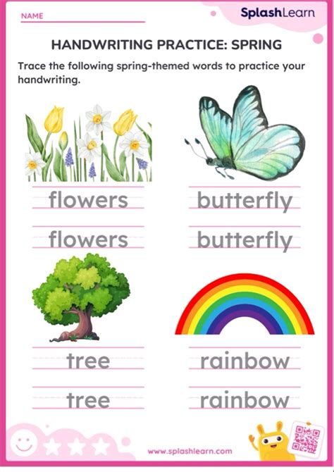 Handwriting Practice Spring Printable Ela Worksheet