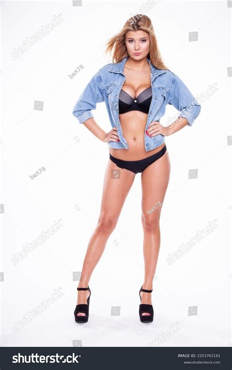 Attractive Blonde Woman Long Legs Isolated Stock Photo Shutterstock