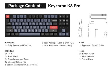 Keychron Bezprzewodowa klawiatura mechaniczna K8 Pro QMK VIA z funkcją Hot Swap TKL