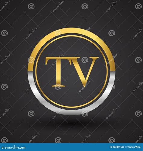 Tv Letter Logo In A Circle Gold And Silver Colored Vector Design