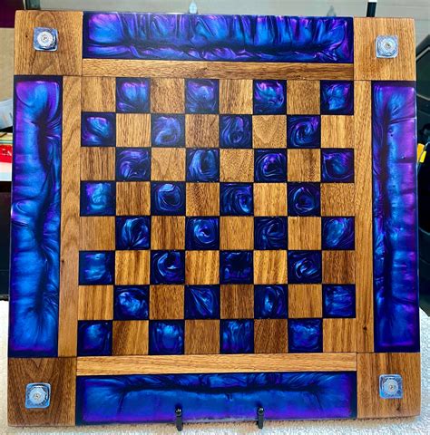 Chess Board With Custom Made Chess Pieces Made With Epoxy - Etsy