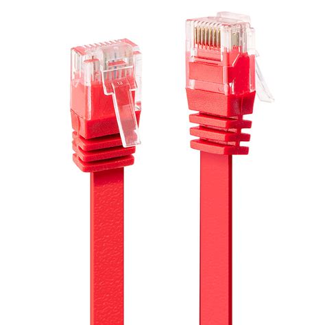 Lindy 47510 Kabel sieciowy skrętka RJ45 Cat 6 U UTP płaski Czerwony