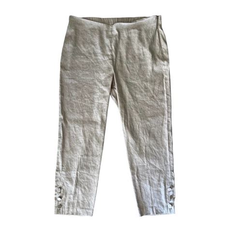 J Jill Pants Jumpsuits J Jill Womens Oatmeal Linen Blend Casual