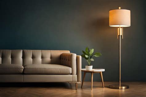 Premium AI Image | a lamp and a table in a living room with a lamp on ...