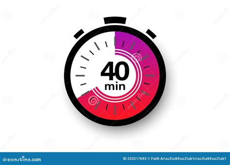 40 Minutes Timer Stopwatch Symbol In Flat Style Editable Isolated