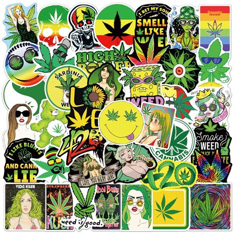 50pcs Spoof Smoking Leaf Weed Stickers for Boy Skateboard - Etsy