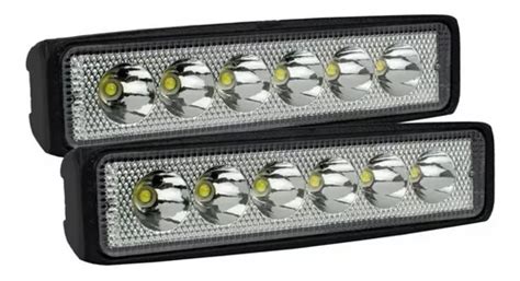 Par Faros 6 Hiper Led 18w Barra Auxiliar Fijo Y Estrobo Meses sin interés