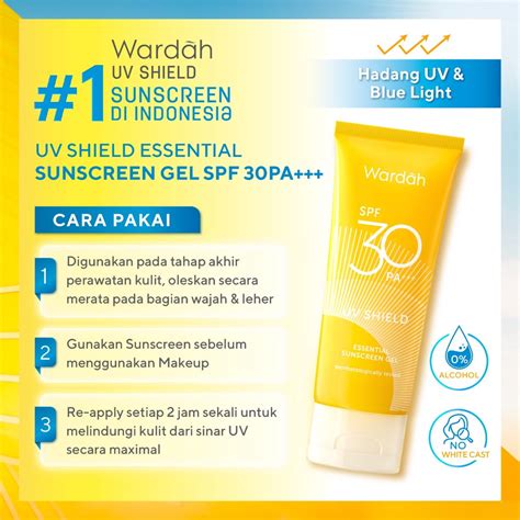 Jual Wardah Uv Shield Essential Sunscreen Gel Spf Pa Ml