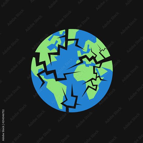 Vecteur Stock Destruction Of Planet Earth Globe With Cracks As Global