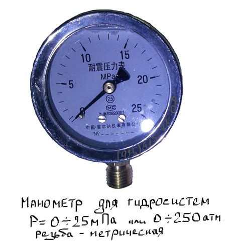 Манометр 0-250bar резьба метрическая | Эльгранд