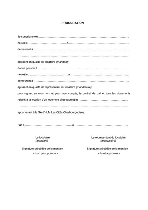 Model De Procuration T L Chargement Gratuit Documents Pdf Word Et Excel