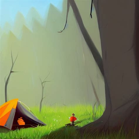 Krea Ai Goro Fujita Ilustration Hiker Setting Up A Tent In