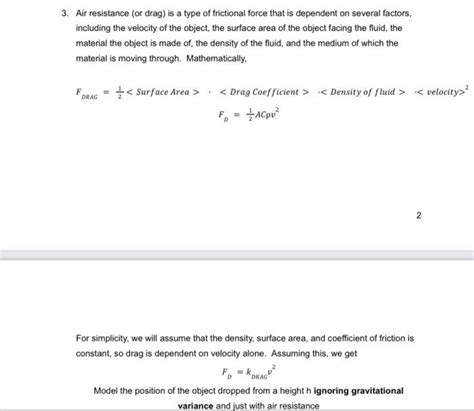 Solved Air Resistance Or Drag Is A Type Of Frictional Chegg