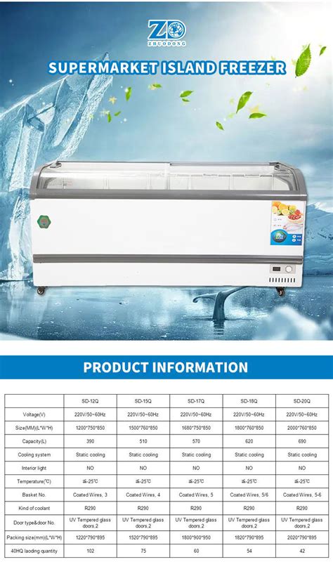 Sliding Glass Top Island Freezer Supermarket Refrigeration Equipment