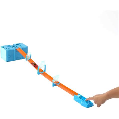 Mattel Hot Wheels Track Set With 1 Car Ice Themed Building 10 Pieces In A Modular And Stackable