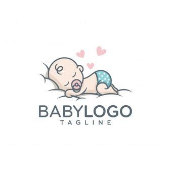 Sleeping Cute Baby Logo Designs Template Vector Premium Logotipo De